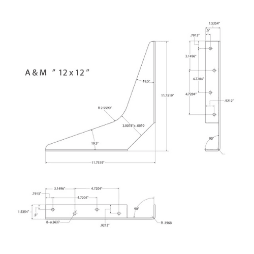 BRACKET-12X12-BRUSHED ALUMINUM - image 2